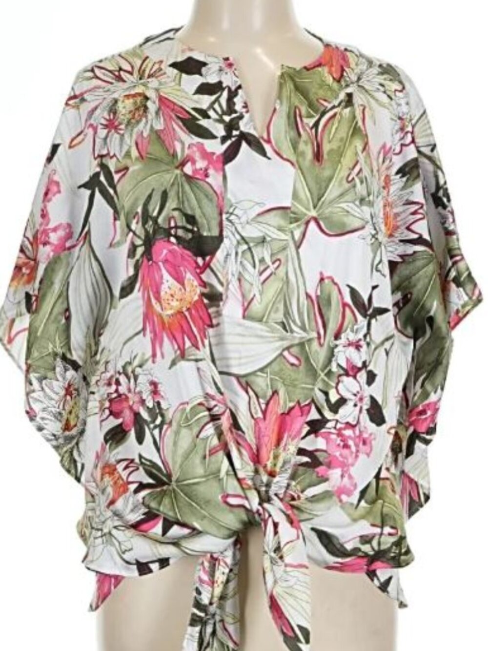 Chico's Tropical Front-Tie Blouse size 2 US L 12